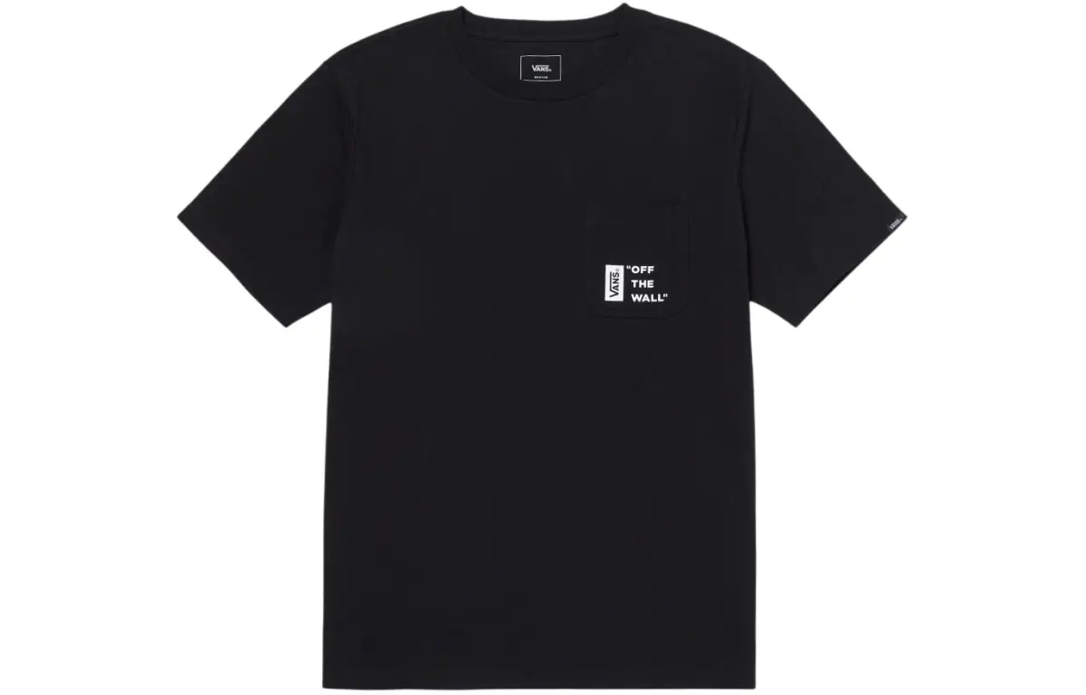 Vans T-Shirts Men's Black Crew Neck Moderate Straight Fit