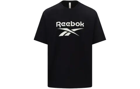 Reebok T-Shirts Unisex Black Crew Neck Moderate
