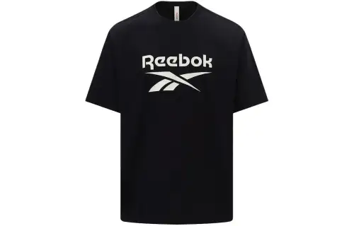Reebok T Shirts Unisex Black Crew Neck Moderate Straight Fit