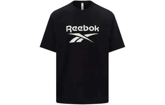 Reebok T Shirts Unisex Black Crew Neck Moderate Straight Fit