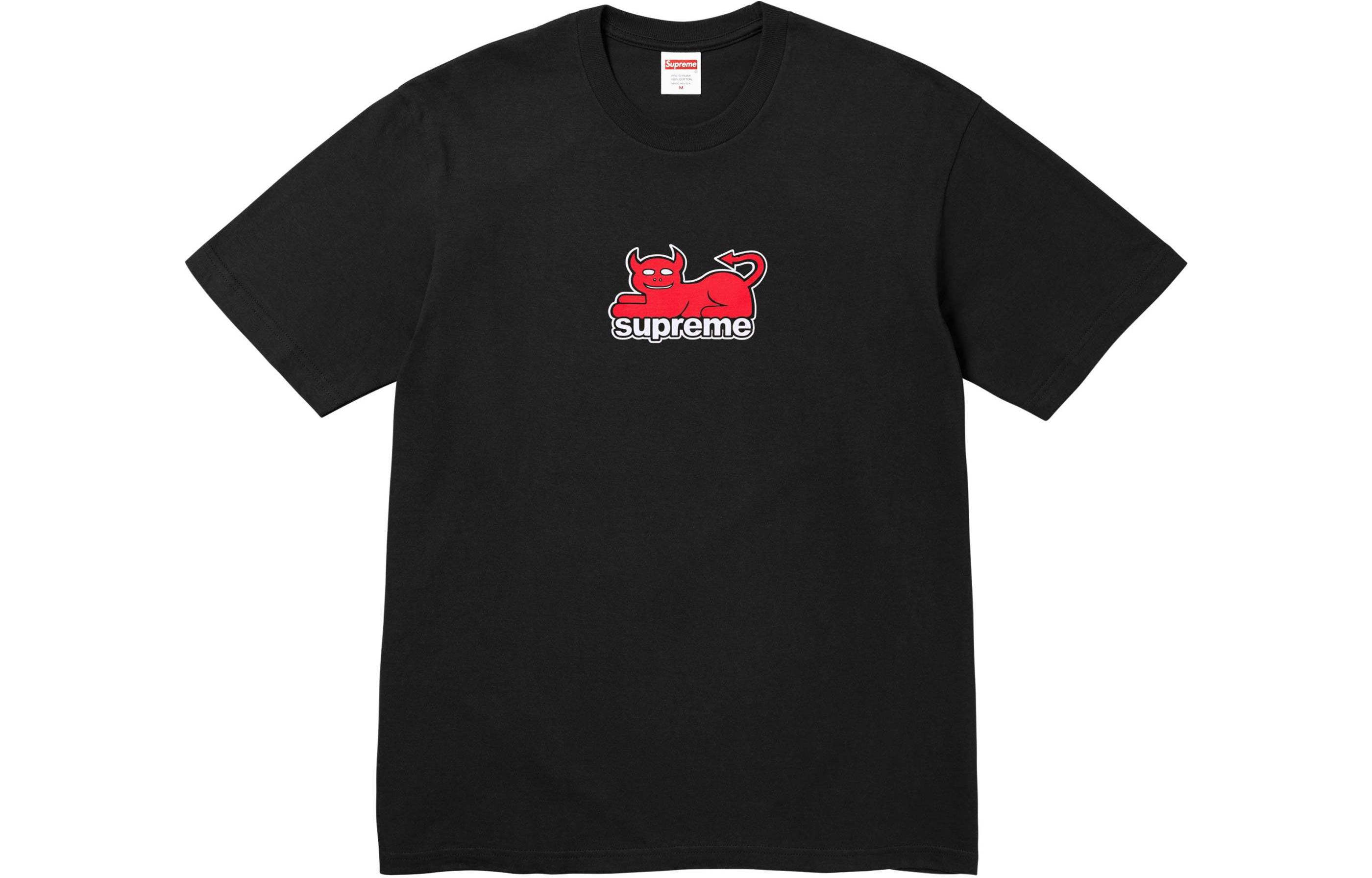 Supreme × toy machine joint model SS24 Week4 DEVIL CAT TEE chest logo printed pattern short-sleeved T-shirt, same style for men and women