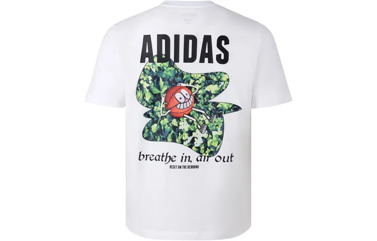 Adidas T-Shirts Men's White Crew Neck Moderate Straight Fit