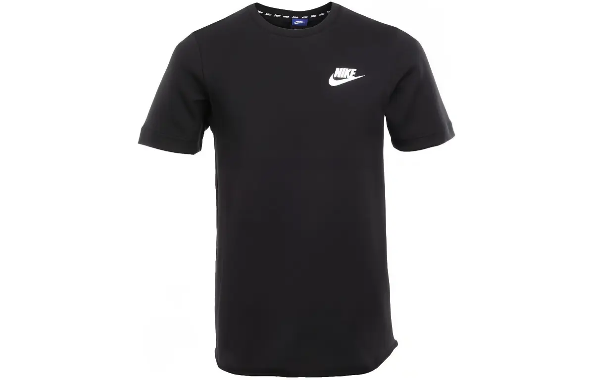 Nike T-Shirts Men's Black Crew Neck Moderate Straight Fit