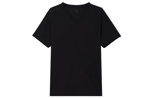 UNIQLO T Shirts Men's Black V Neck Moderate Straight Fit