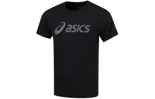 ASICS T Shirts Men's Black Crew Neck Moderate