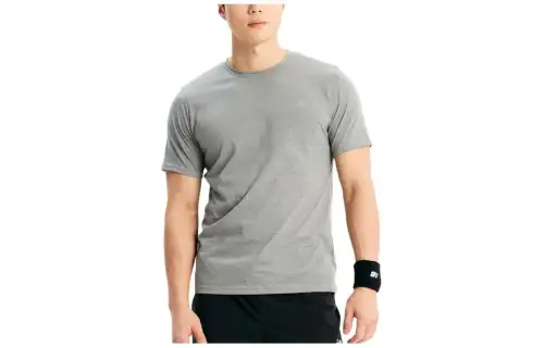 New Balance T Shirts Men's Gray Crew Neck Moderate Straight Fit