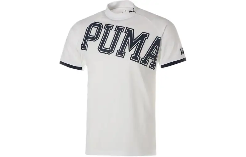 PUMA AC Milan T Shirts Men's White Half Turtleneck Moderate Straight Fit