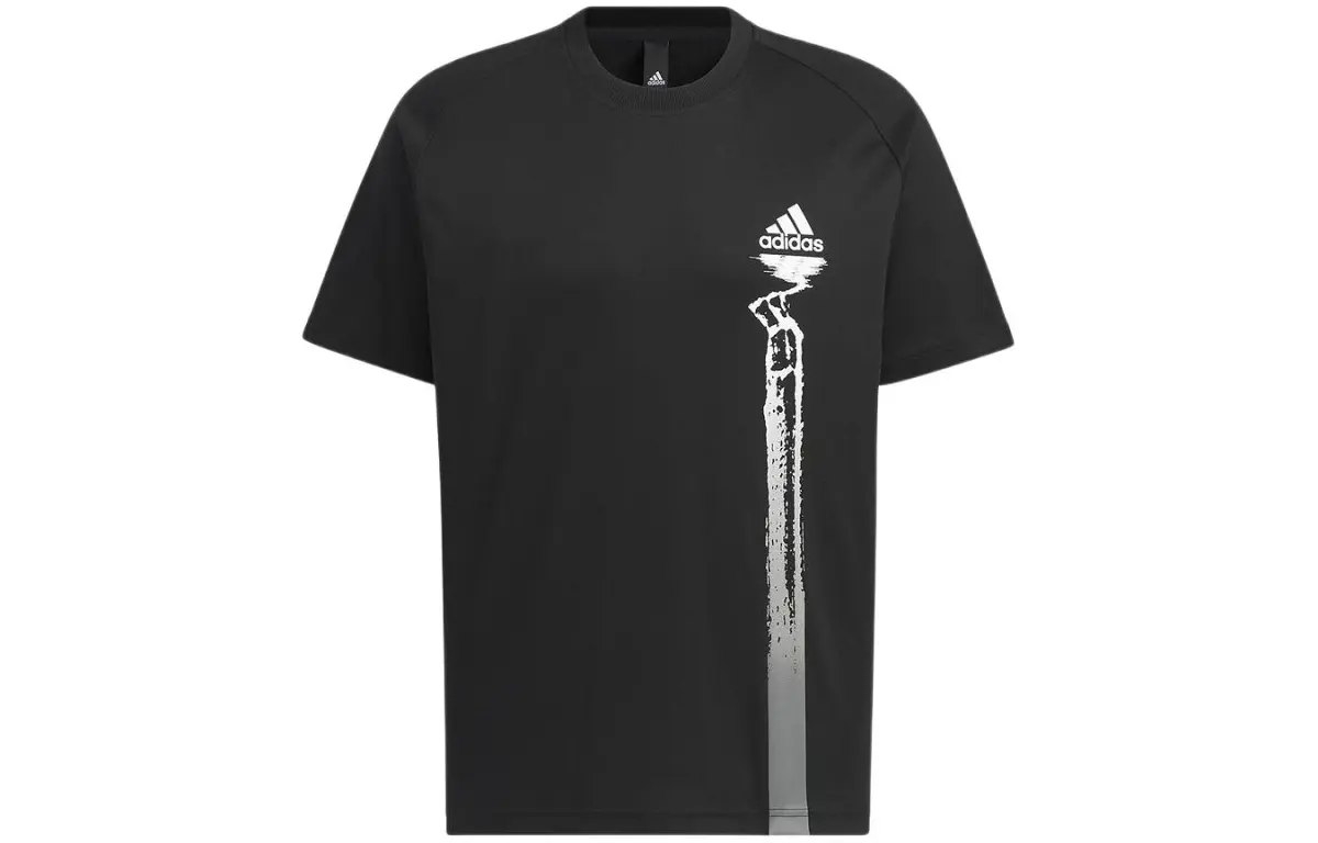 Adidas T-Shirts Men's Black Crew Neck Moderate Straight Fit