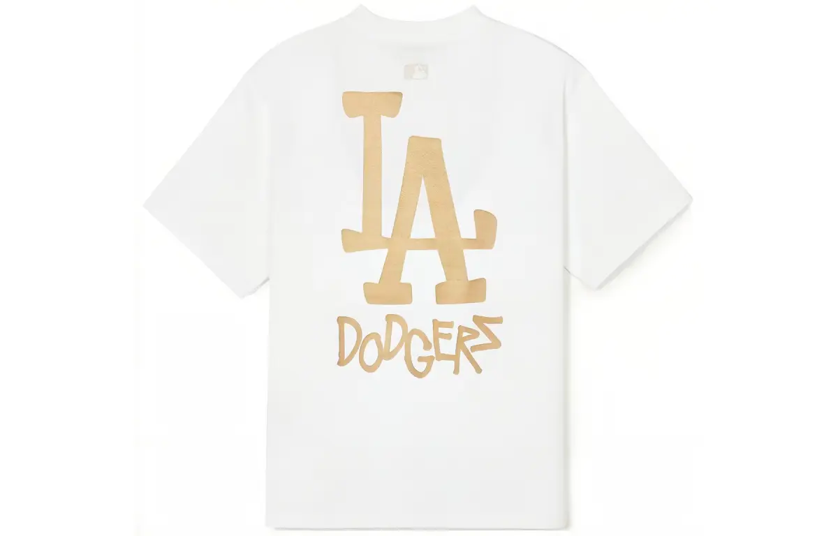 MLB Los Angeles Dodgers T-Shirts Unisex Ecru Crew Neck Moderate Straight Fit