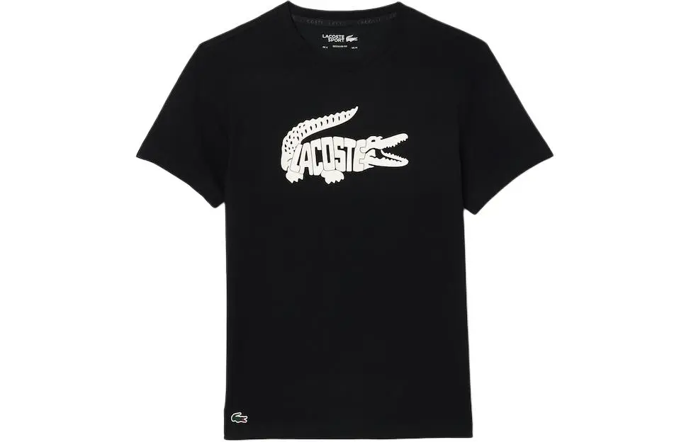 LACOSTE Crocodile logo Print Organic Cotton T shirt