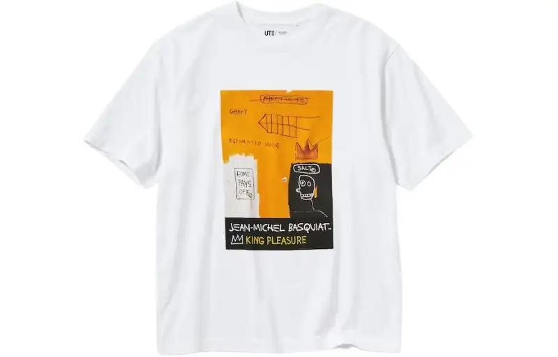 UNIQLO X Jean Michel Basquiat Collaboration T Shirts Unisex White Crew Neck Moderate Straight Fit