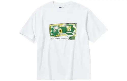 UNIQLO X Jean Michel Basquiat Collaboration T Shirts Unisex White Crew Neck Moderate Straight Fit