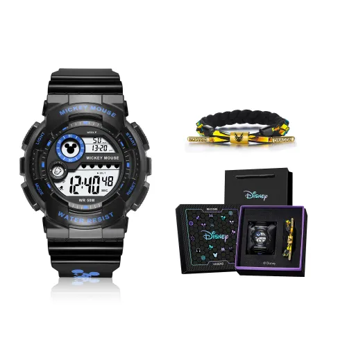 Disney Disney, electronic men's watch, black sports dial, waterproof transparent shockproof shatterproof calendar, gift box, for teenagers