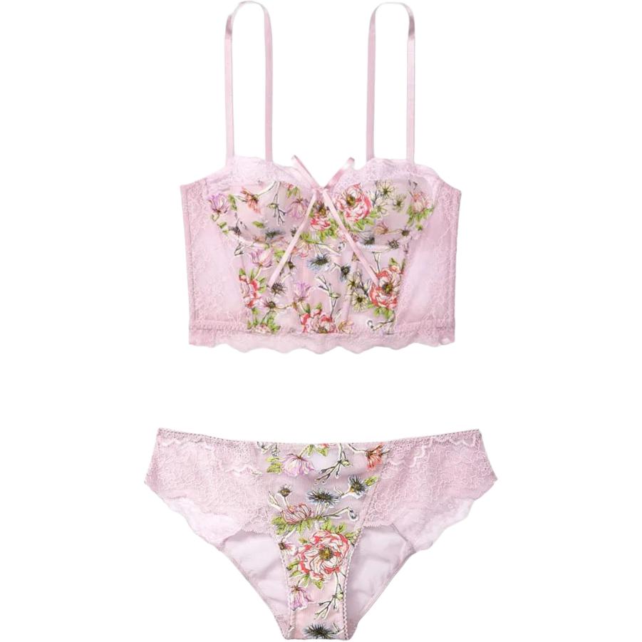 Женский комплект нижнего белья Victoria's Secret Бюстгальтер и трусы (розовый)