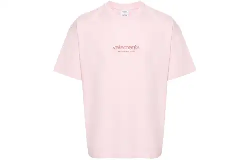 Vetements T Shirts Men's Pink Crew Neck Moderate Straight Fit