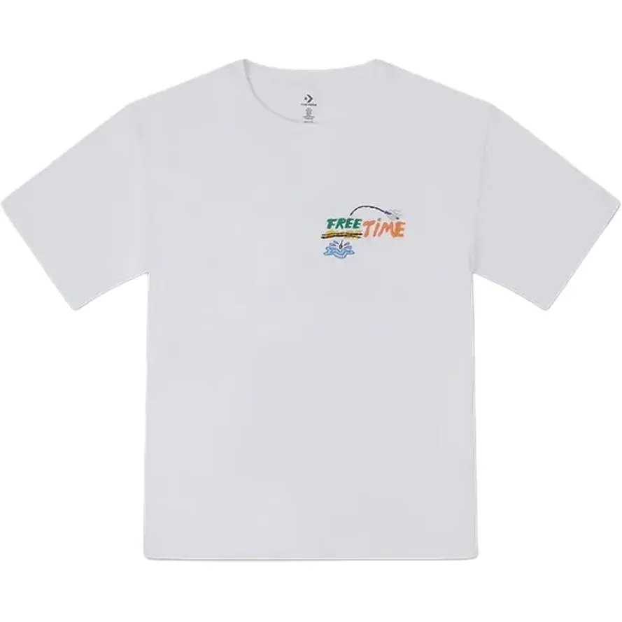 Converse SUMMER FISHING T-Shirts Men's White Crew Neck Moderate