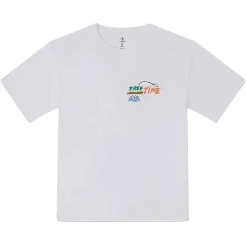 Converse SUMMER FISHING T Shirts Men's White Crew Neck Moderate Straight Fit