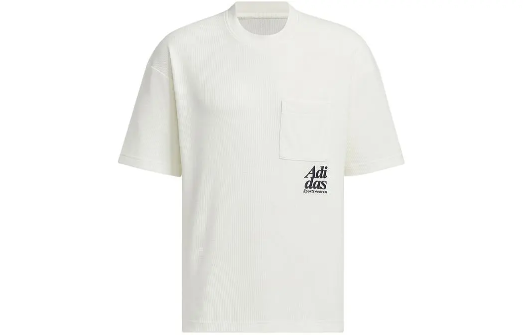 Adidas T-Shirts Men's White Crew Neck Moderate Straight Fit