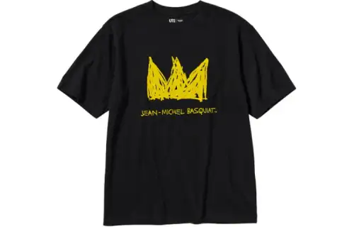 UNIQLO T Shirts Unisex 09 Black Crew Neck Moderate Straight Fit