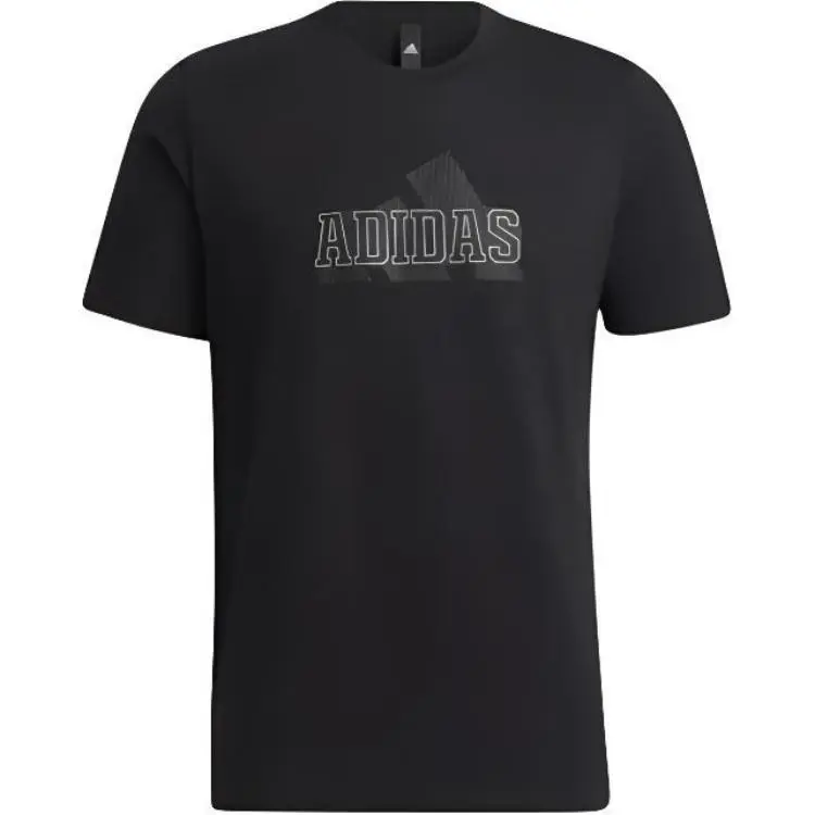 Adidas T-Shirts Men's Black Crew Neck Moderate Straight Fit