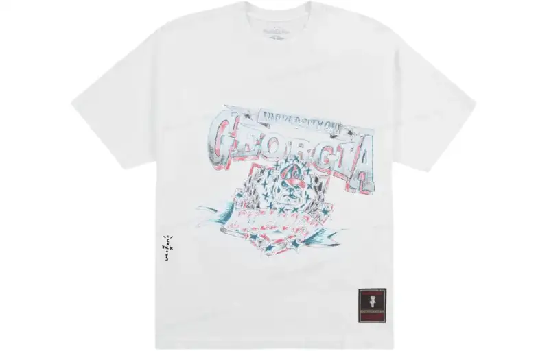 Travis Scott X Mitchell & Ness Georgia Bulldogs Hand Drawn T Shirt