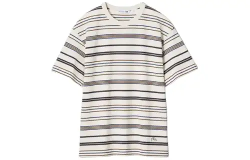 UNIQLO X JW Anderson Uniqlo Jw Anderson Co Branded Series T Shirts Men's Beige Crew Neck Moderate Straight Fit