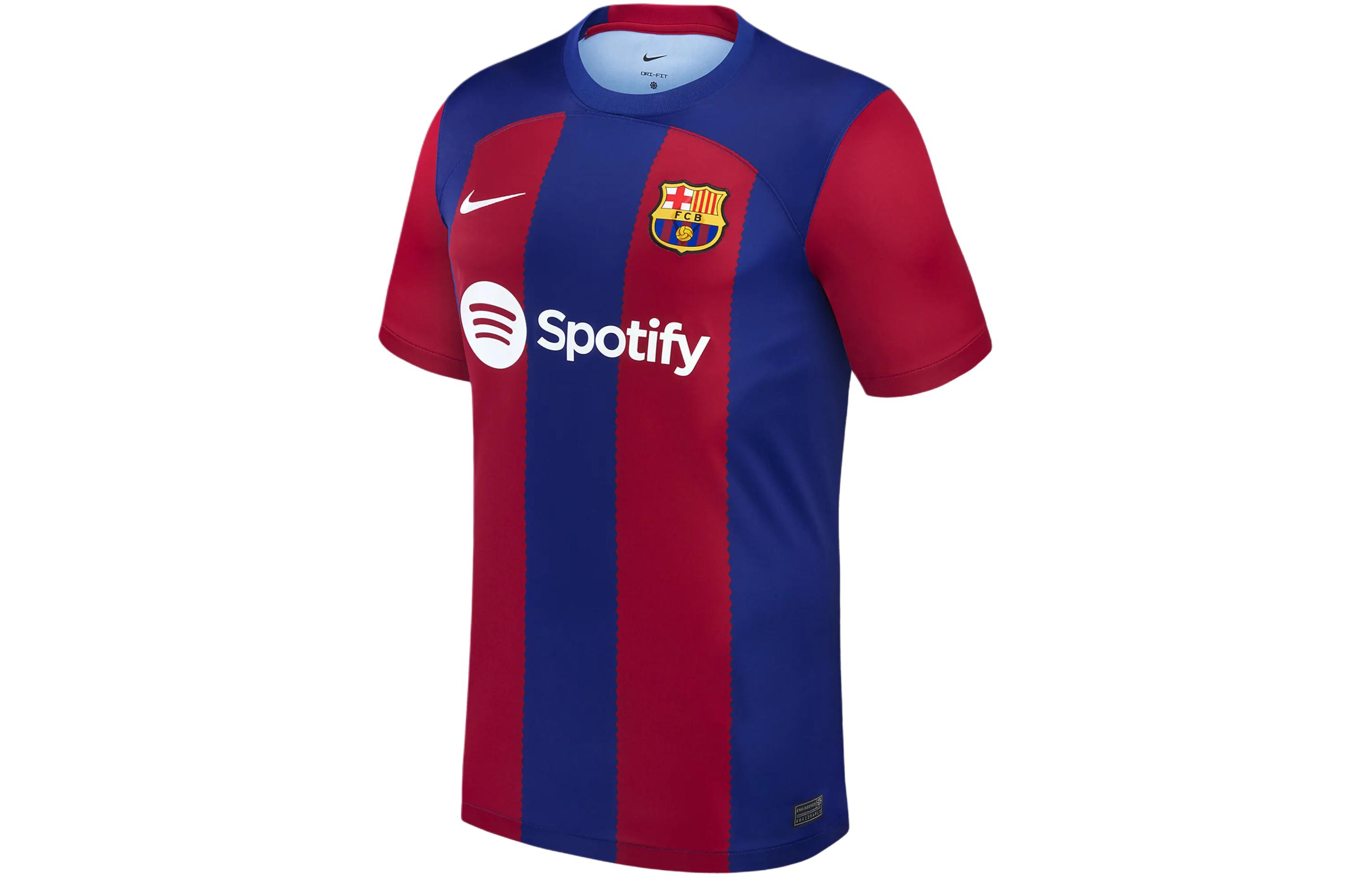 Nike Frenkie De Jong Barcelona 2023/24 Stadium Home T Shirt Men's Blue Red