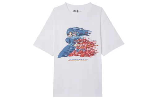 UNIQLO T Shirts Unisex 00 White Crew Neck Moderate Straight Fit