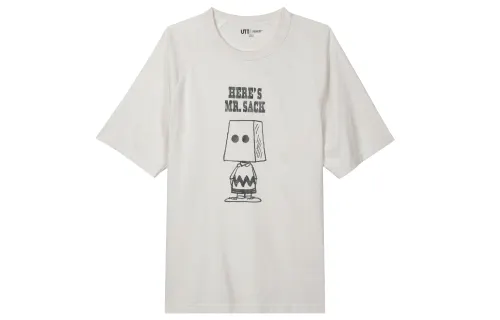 UNIQLO T Shirts Unisex Ivory Crew Neck Moderate Straight Fit