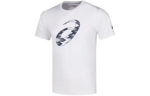 ASICS Men Running T Shirts Men's White Crew Neck Moderate