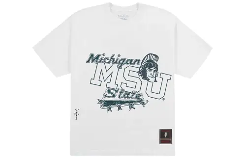 Travis Scott X Mitchell & Ness Michigan State Spartans Hand Drawn T Shirt