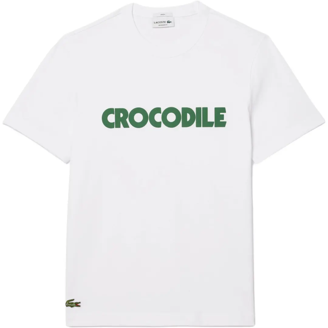 LACOSTE Slogan print Cotton T shirt
