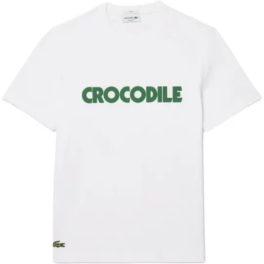 LACOSTE Slogan print Cotton T shirt