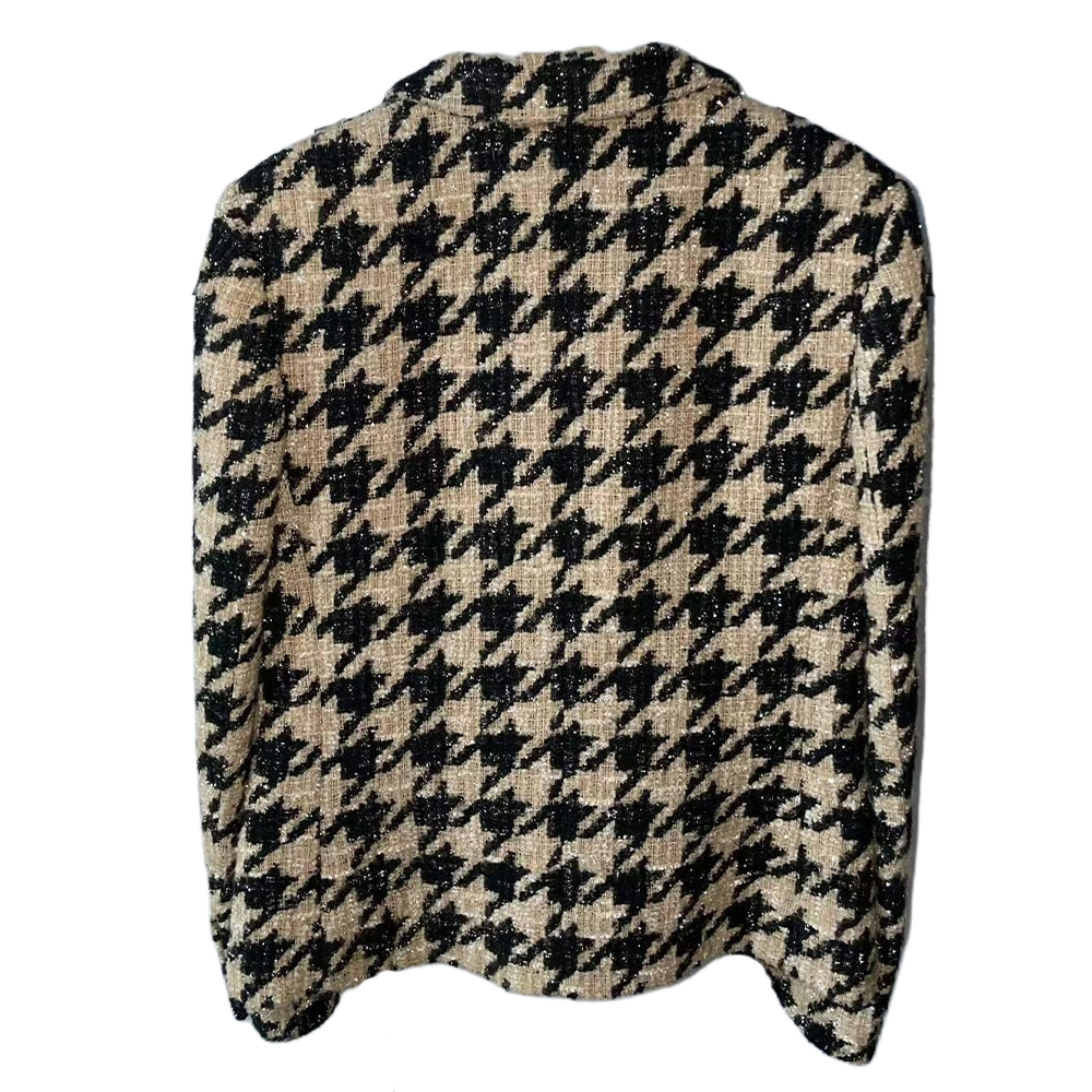 Женская куртка Chanel 19K Houndstooth Wool Jacket (черно-белая) — фото 2