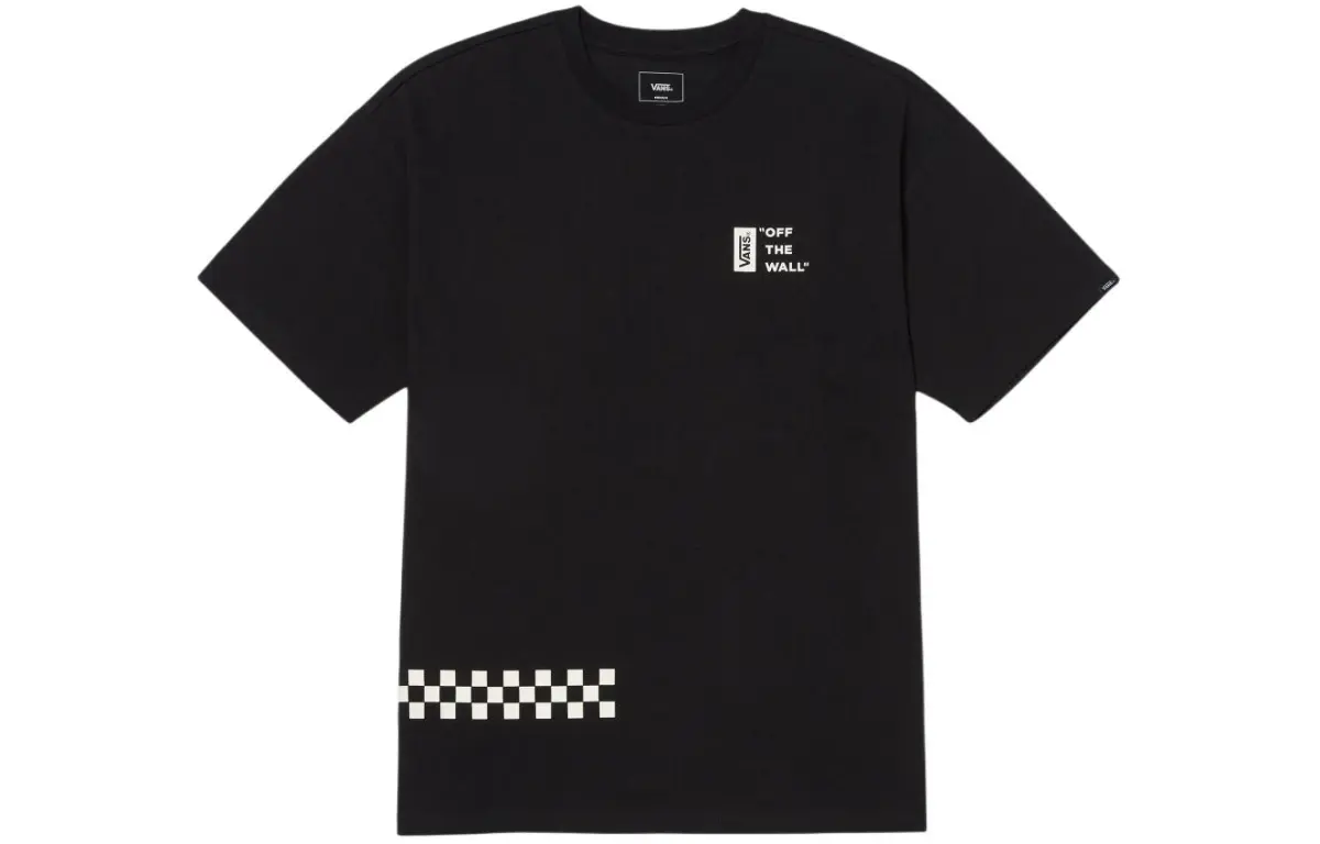 Vans T-Shirts Men's Black Crew Neck Moderate Straight Fit