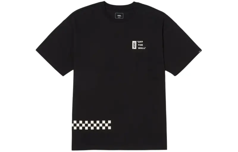 Vans T Shirts Men's Black Crew Neck Moderate Straight Fit