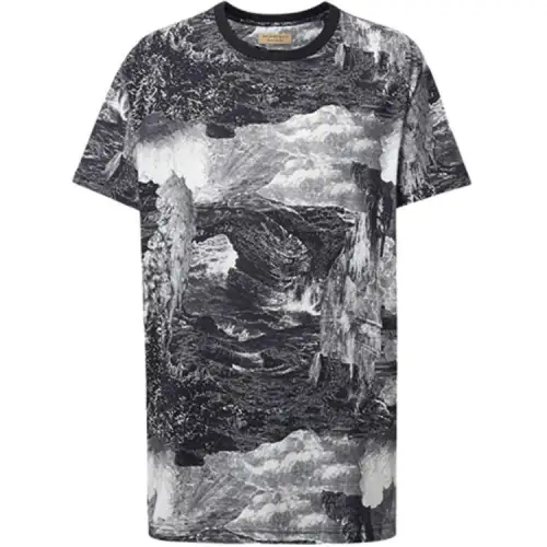 Burberry T Shirts Men's Black Crew Neck Moderate Straight Fit