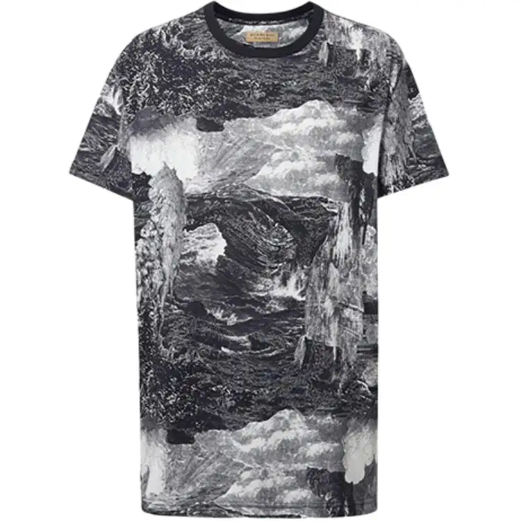 Burberry T Shirts Men's Black Crew Neck Moderate Straight Fit