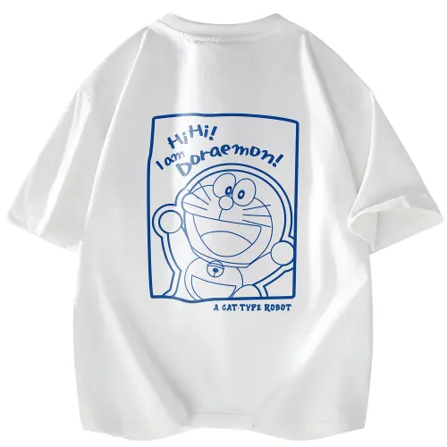Doraemon T Shirts Unisex Crew Neck Thin Straight Fit