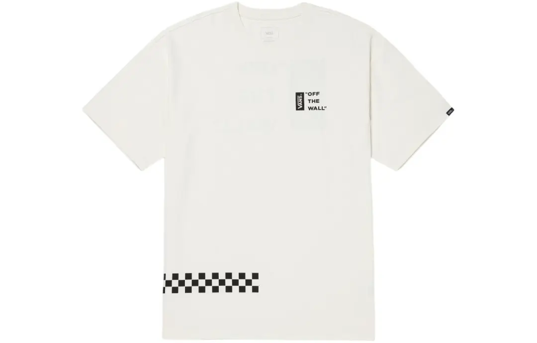 Vans T Shirts Men's Ecru Crew Neck Moderate Straight Fit
