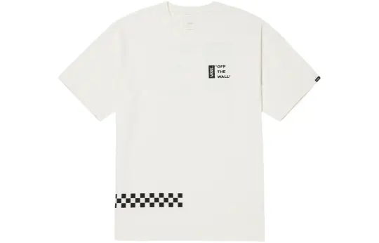 Vans T Shirts Men's Ecru Crew Neck Moderate Straight Fit
