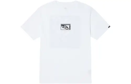 Vans T Shirts Men's White Crew Neck Moderate Straight Fit