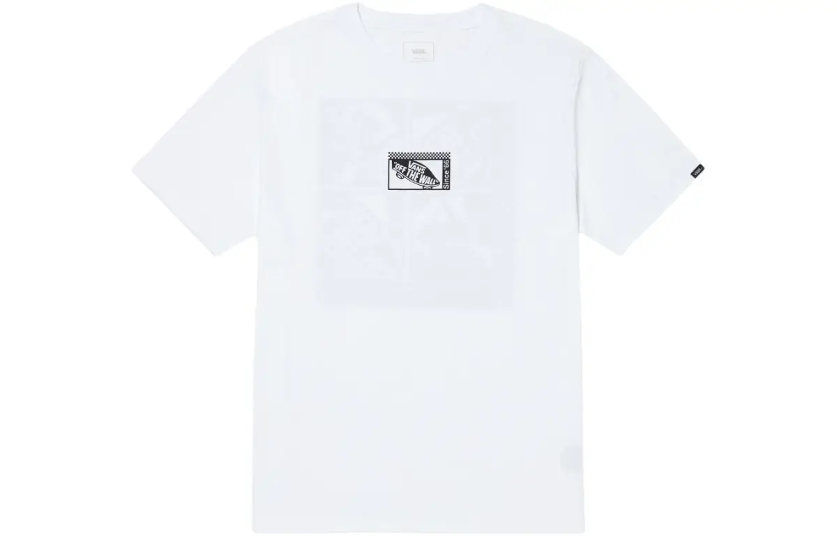 Vans T-Shirts Men's White Crew Neck Moderate Straight Fit