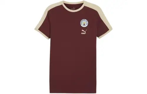 PUMA T Shirts Men's Burgundy Crew Neck Moderate Straight Fit