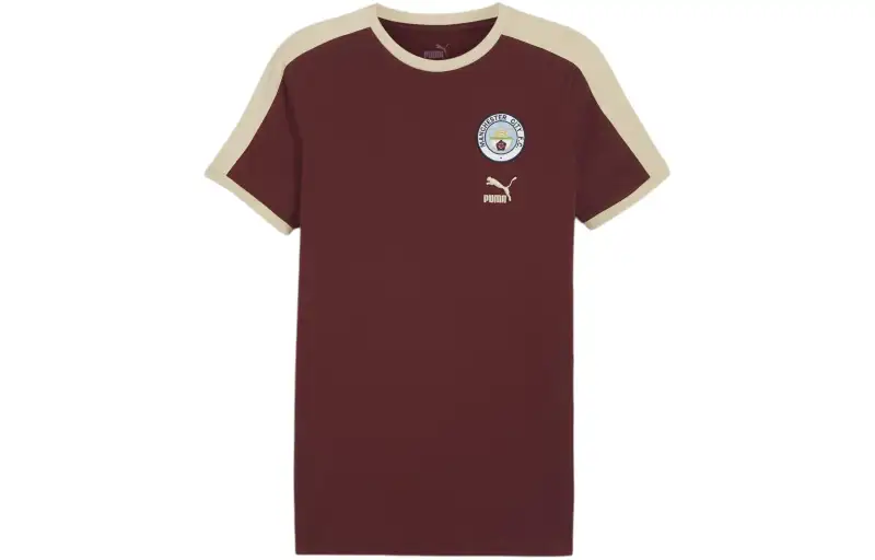 PUMA T Shirts Men's Burgundy Crew Neck Moderate Straight Fit