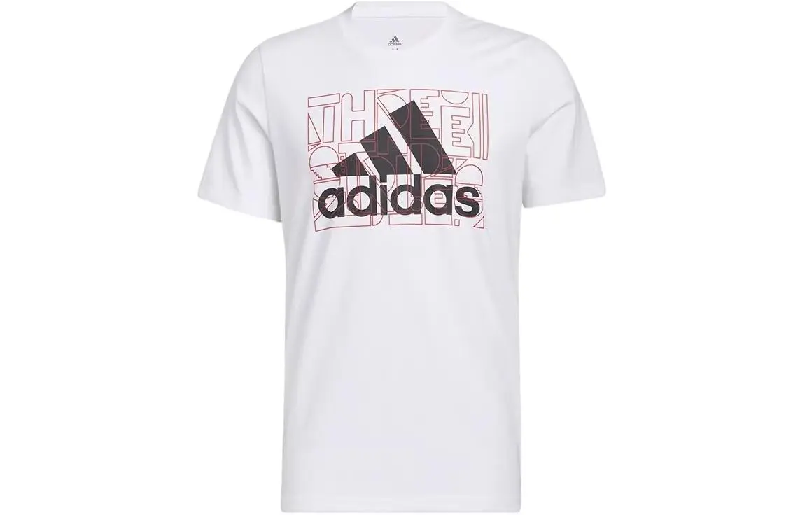 Adidas T-Shirts Men's White Crew Neck Moderate Straight Fit