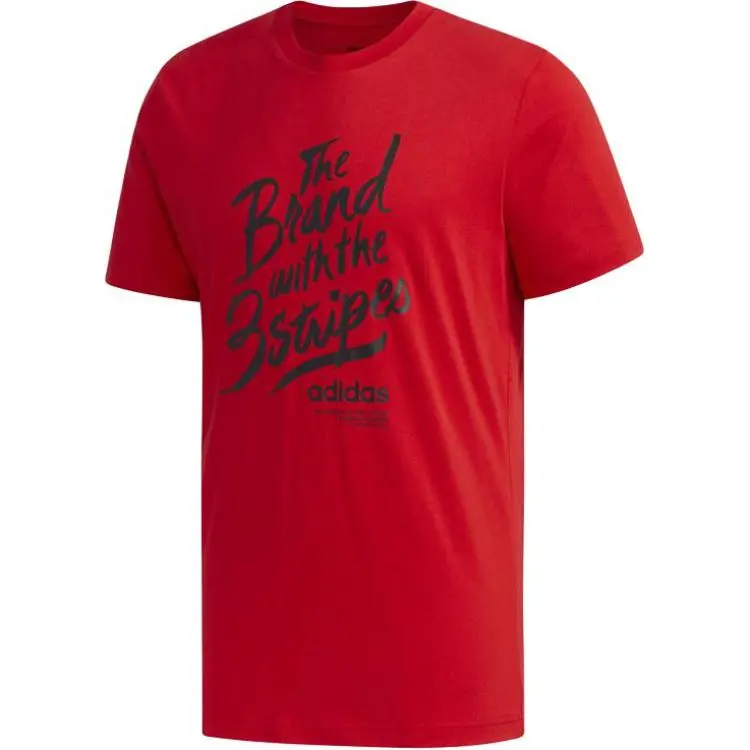 Adidas T-Shirts Men's Red Crew Neck Moderate Straight Fit