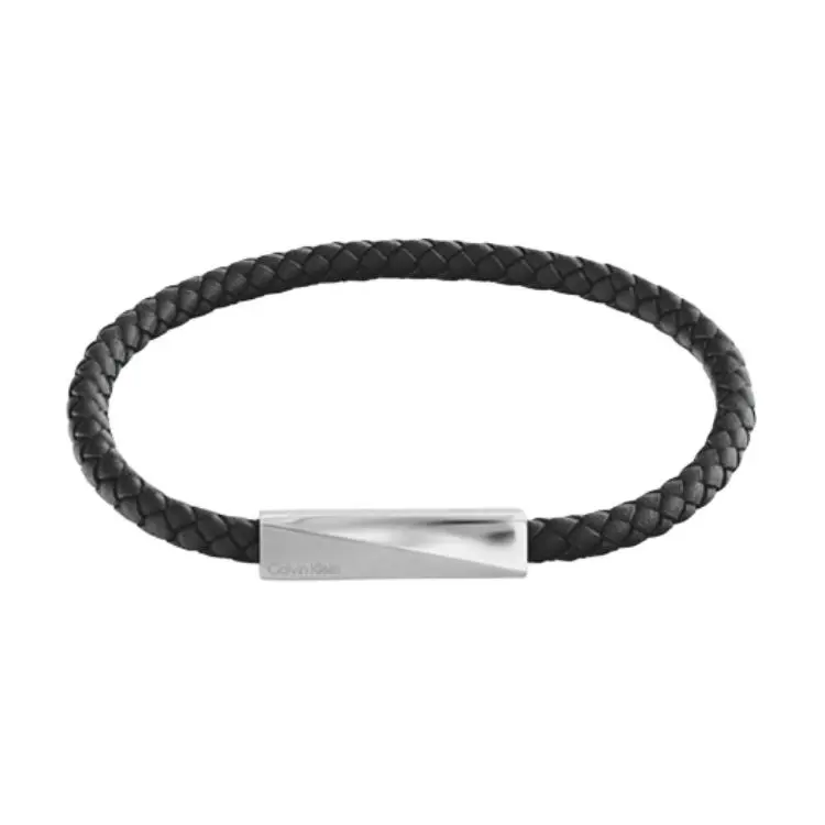 CALVIN KLEIN Original Design Stainless Steel Calfskin Niche, Trendy, Minimalist Style Versatile, Bracelet Men's Black
