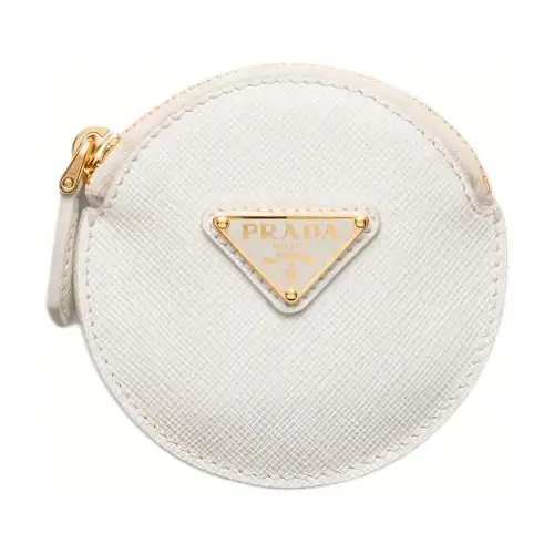 PRADA Saffiano Leather Coin Purse Women's White