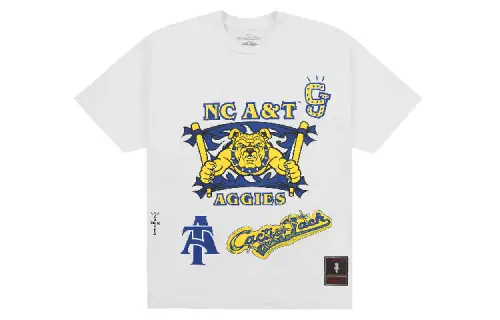 Travis Scott X Mitchell & Ness North Carolina A&T Aggies Hand Drawn T Shirt